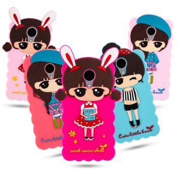 3D Cartoon Soft Silicone Lovely Girl Series Protective Case With Lanyard For Meizu M5S/M3/M3S