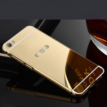 Aluminum Metal Frame With Mirror Style PC Back Cover Case For Meizu M3X