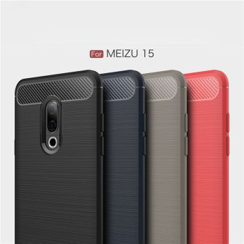 Carbon Fiber Brushed Grain Ultra Thin Soft Silicone Full Surround Back Cover Case For Meizu 15/15 Plus