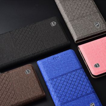 Cotton Fiber Grid Texture Classic Flip PU Leather Protective Case For Meizu M9 Note/M8 Note/M6S/E3