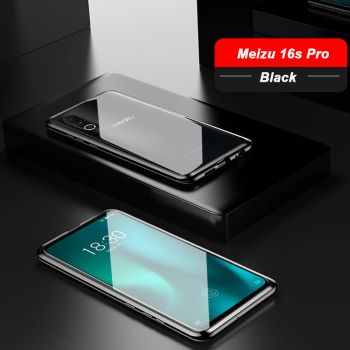 Dual Sided Toughened Glass Magnetic Adsorption Metal Frame Back Cover Case For Meizu 16s Pro/16s/16T