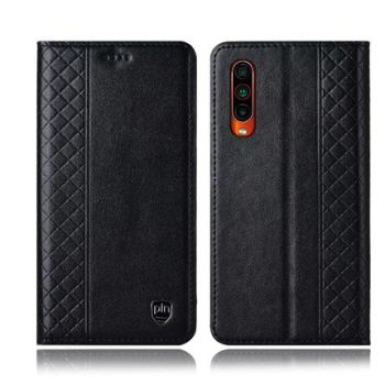 Fashionable Grid Texture Genuine Leather Flip Protective Case For Meizu 16T