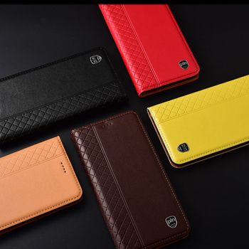 Fashionable Grid Texture Genuine Leather Flip Protective Case For Meizu 16th/16th Plus/16X/16XS