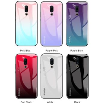 Gradual Change Style Tempered Glass Back Cover TPU Bumper Protective Case For Meizu 16th/16th Plus/16X