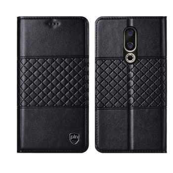 High Quality Genuine Leather Grid Texture Flip Protective Case For MEIZU 16th Plus/16th