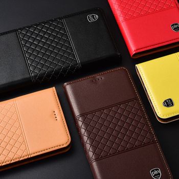 High Quality Genuine Leather Grid Texture Flip Protective Case For Meizu 16X/X8/M8/V8