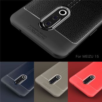 Litchi Grain Leather Touch Feeling Soft Silicone Protective Cover Case For Meizu 15/15 Plus