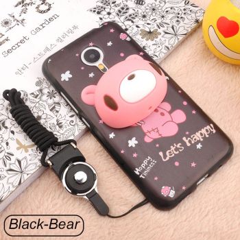 Lovely Cartoon Soft Silicone Multi-Function Protective Back Case With Lanyard For  Meizu M3S