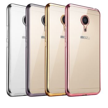 Metal plating Transparent TPU Back Cover Case For Meizu M3 Note