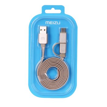 Original Meizu Type-C & Micro USB 2 In 1 Metal Data Sync Charge Cable  For Meizu MX6 / Pro 7/ Pro 6/ MX5/MX4 /MX4 Pro/ M6 /M6 Note /M5 /M5S /M5 Note/M3 Note