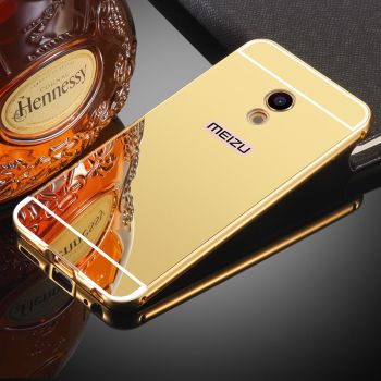 Plated Metal Frame With Mirror Style PC Back Cover Case For Meizu M5 Note