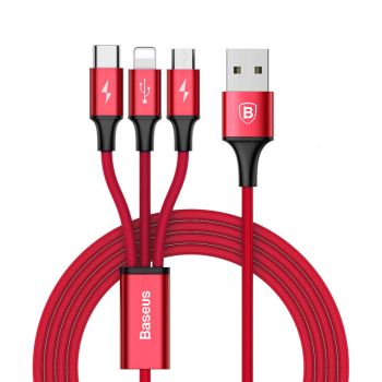 Rapid Series 3-in-1 USB Cable 3A 1.2M For iP + Micro + Type-C