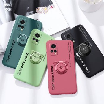 Ultra Thin Soft Silicone Back Cover Case With Pig Ring Holder For MEIZU 18X