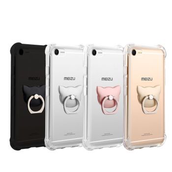 Ultra Thin Transparent Soft TPU Anti-drop Protective Back Case With Ring Holder For Meizu E2