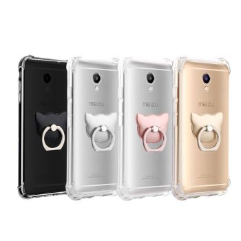 Ultra Thin Transparent Soft TPU Anti-drop Protective Back Case With Ring Holder For Meizu M5/M5S/M5 Note