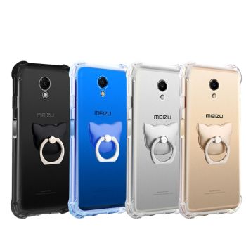 Ultra Thin Transparent Soft TPU Anti-drop Protective Back Case With Ring Holder For Meizu M6S